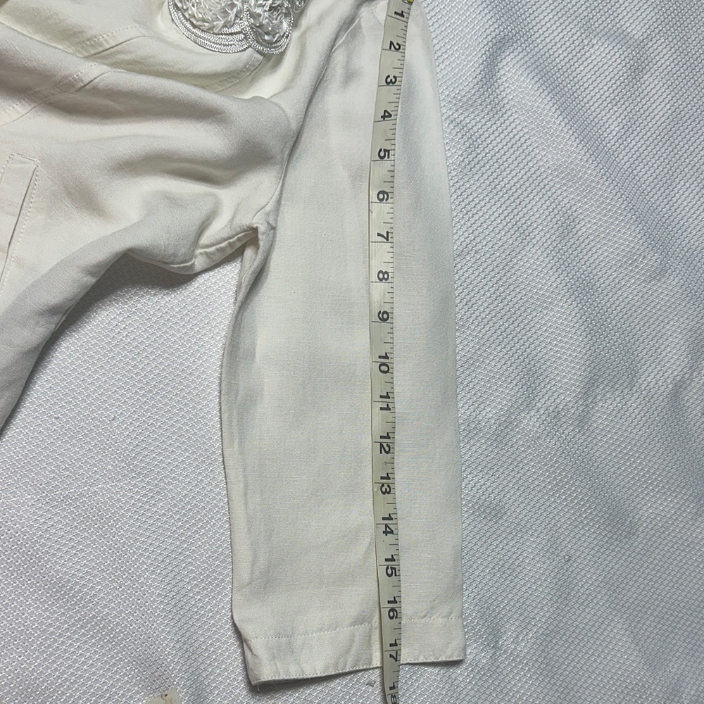 🌸 Ruby Rd. Petite Ivory Blazer with Floral Embellishments & Linen Blend, size 8P - Picture 13 of 13